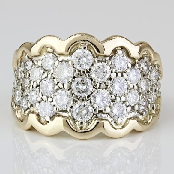 14K Yellow Gold Pavé Diamond Anniversary / Cocktail Band Ring - Picture 1 of 9